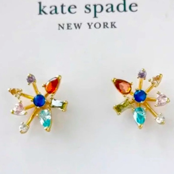 Kate Spade - Firework Floral Multi color Gold Studs Earrings NWT - Picture 1 of 5